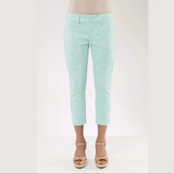 Seven7 | Cropped Pants Size 6 x 22 Mint Abstract - Picture 2 of 8